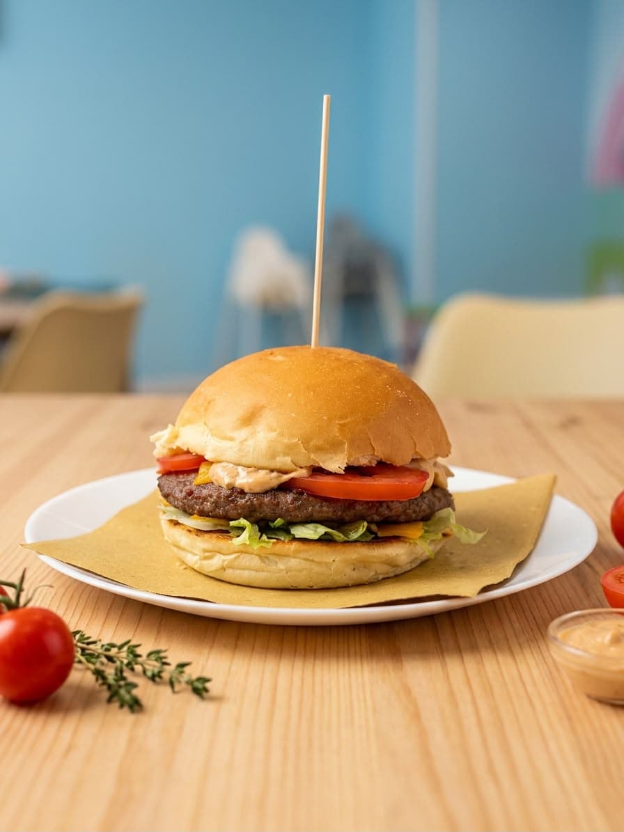 Cheeseburger con formaggio fuso
